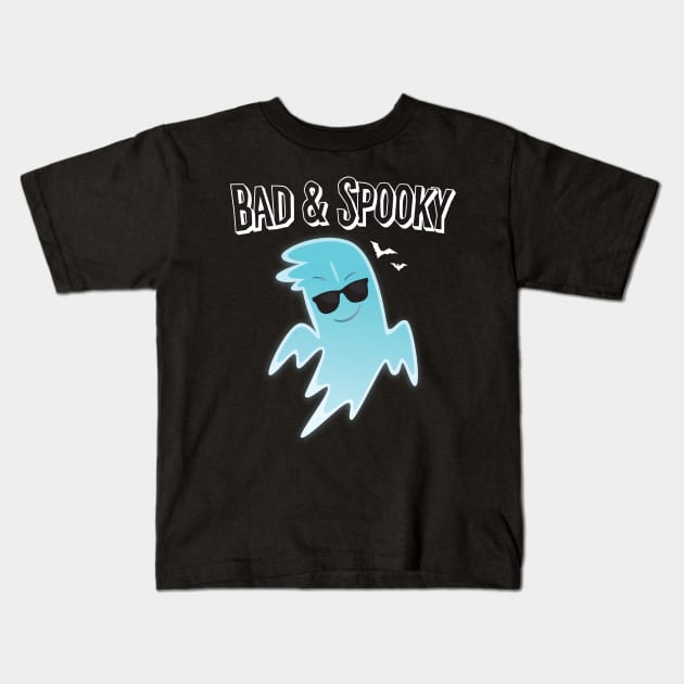 Bad And Spooky Cool Ghost Kids T-Shirt by Eugenex